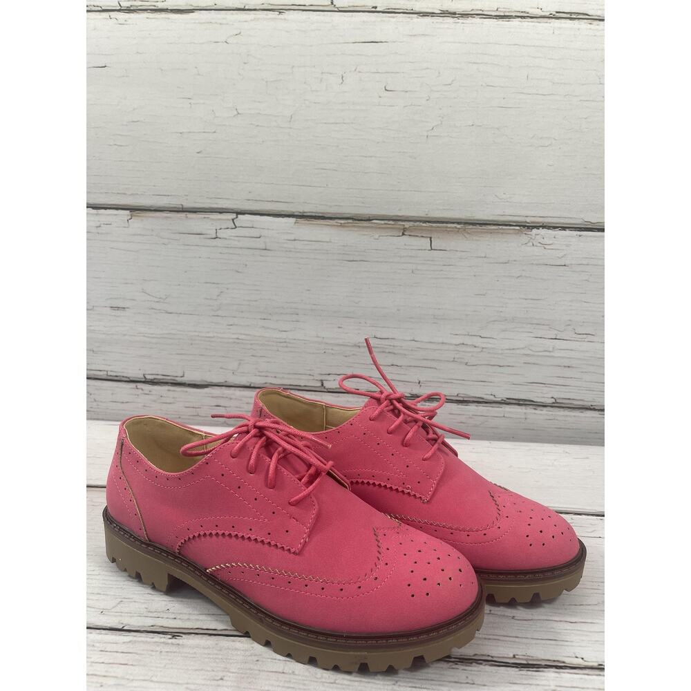 Journee Collection Claudiya Shoes Womens Size 9 Pink Faux Suede Oxford Flats - Picture 8 of 14